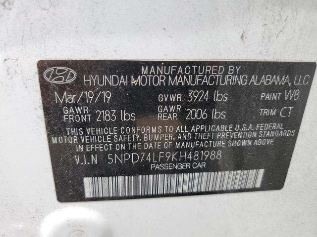 Photo 9 VIN: 5NPD74LF9KH481988 - HYUNDAI ELANTRA SE 