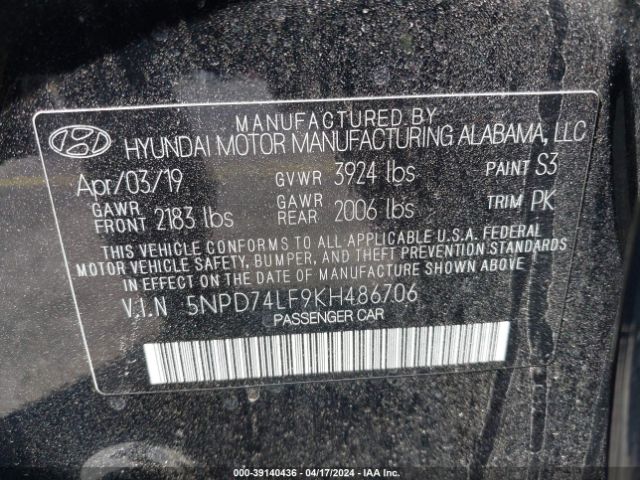 Photo 8 VIN: 5NPD74LF9KH486706 - HYUNDAI ELANTRA 