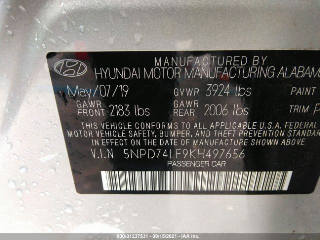 Photo 8 VIN: 5NPD74LF9KH497656 - HYUNDAI ELANTRA 