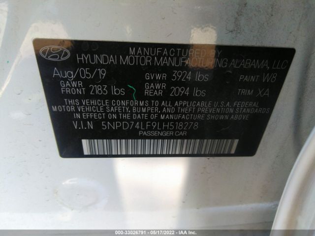 Photo 8 VIN: 5NPD74LF9LH518278 - HYUNDAI ELANTRA 