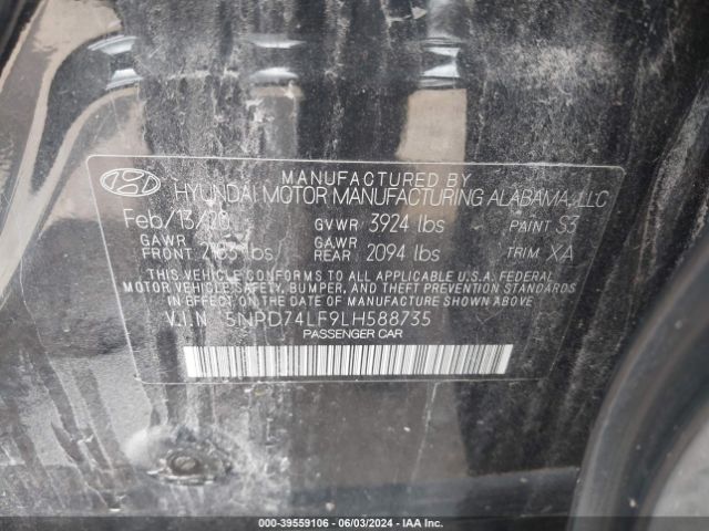 Photo 8 VIN: 5NPD74LF9LH588735 - HYUNDAI ELANTRA 