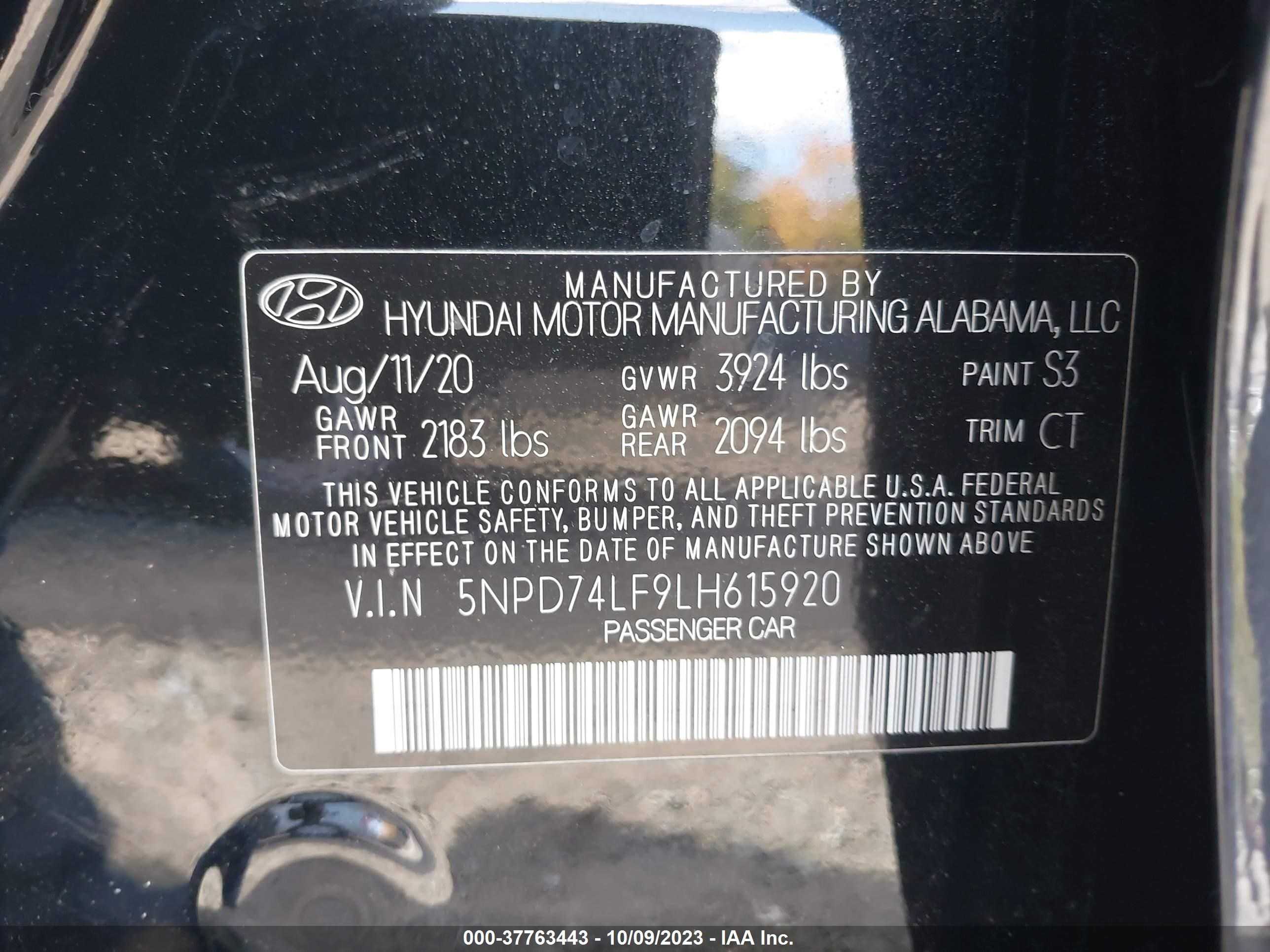 Photo 8 VIN: 5NPD74LF9LH615920 - HYUNDAI ELANTRA 