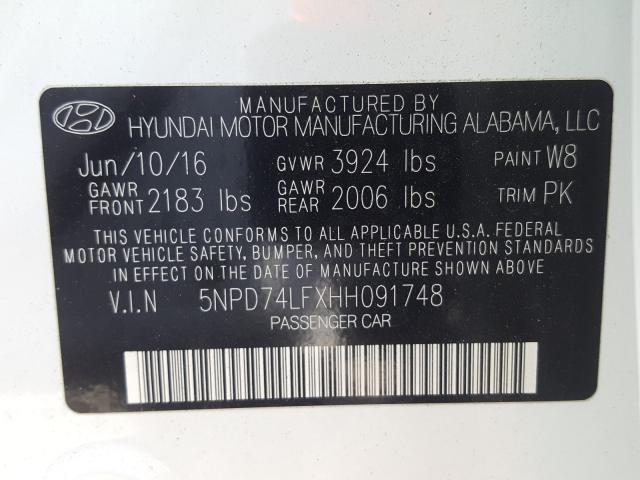 Photo 9 VIN: 5NPD74LFXHH091748 - HYUNDAI ELANTRA SE 