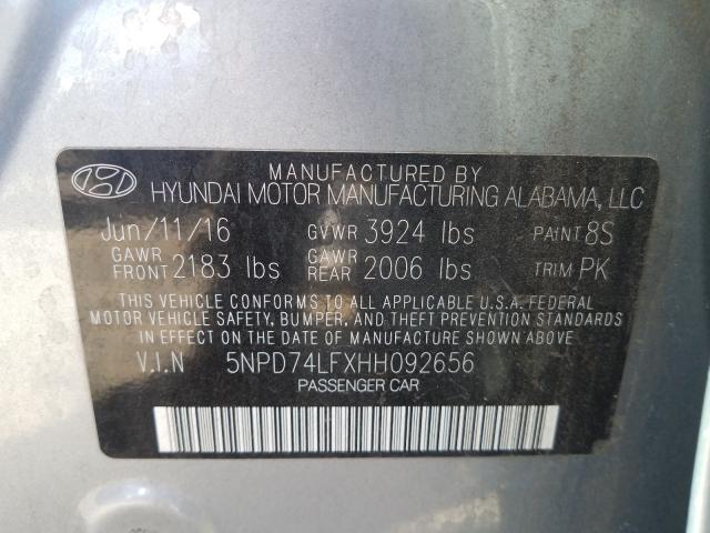 Photo 9 VIN: 5NPD74LFXHH092656 - HYUNDAI ELANTRA SE 