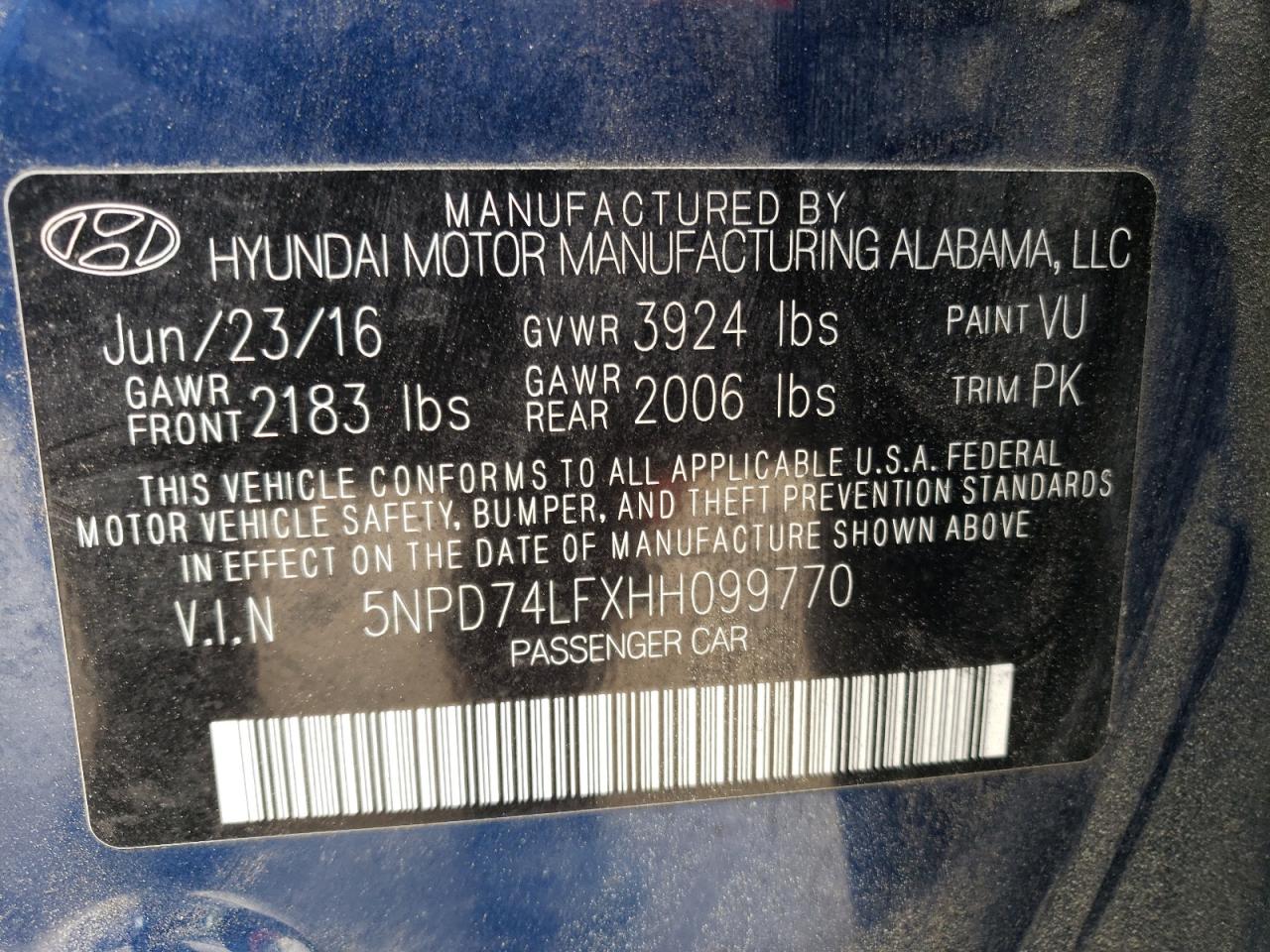 Photo 12 VIN: 5NPD74LFXHH099770 - HYUNDAI ELANTRA 