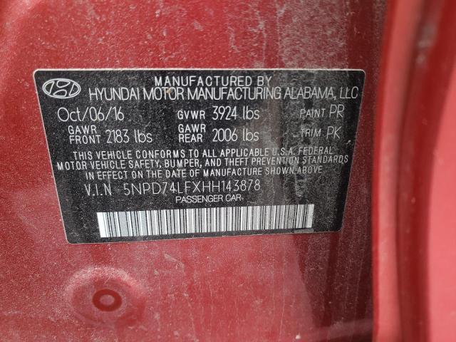 Photo 9 VIN: 5NPD74LFXHH143878 - HYUNDAI ELANTRA SE 