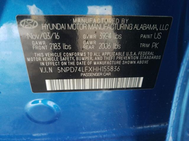 Photo 9 VIN: 5NPD74LFXHH155836 - HYUNDAI ELANTRA SE 