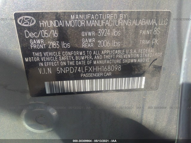 Photo 8 VIN: 5NPD74LFXHH168098 - HYUNDAI ELANTRA 