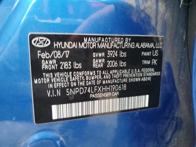 Photo 12 VIN: 5NPD74LFXHH190618 - HYUNDAI ELANTRA SE 