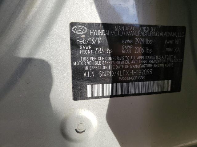 Photo 12 VIN: 5NPD74LFXHH192093 - HYUNDAI ELANTRA SE 