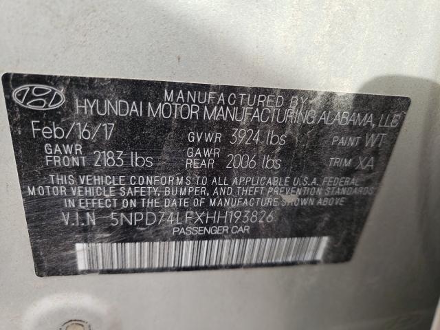 Photo 9 VIN: 5NPD74LFXHH193826 - HYUNDAI ELANTRA SE 