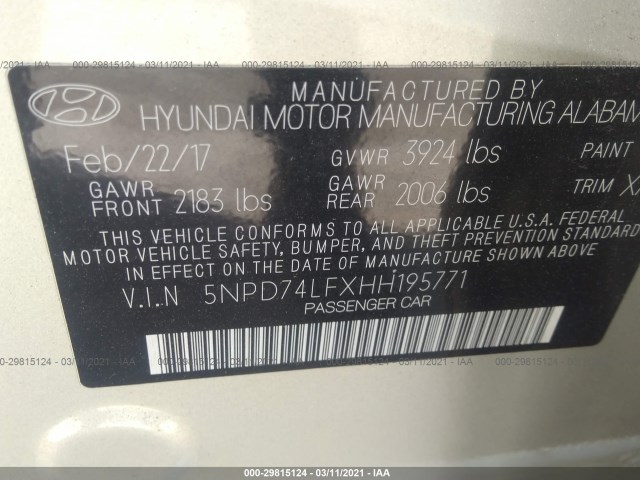 Photo 8 VIN: 5NPD74LFXHH195771 - HYUNDAI ELANTRA 