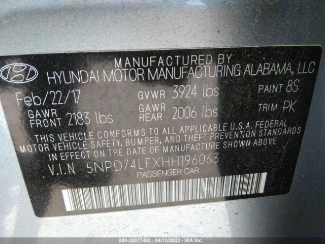 Photo 8 VIN: 5NPD74LFXHH196063 - HYUNDAI ELANTRA 