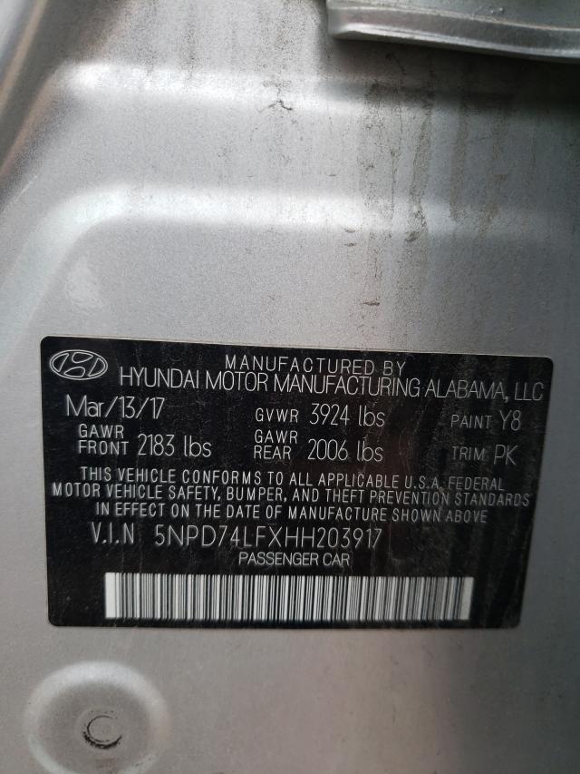 Photo 9 VIN: 5NPD74LFXHH203917 - HYUNDAI ELANTRA SE 