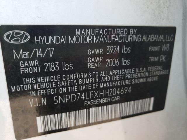 Photo 9 VIN: 5NPD74LFXHH204694 - HYUNDAI ELANTRA SE 