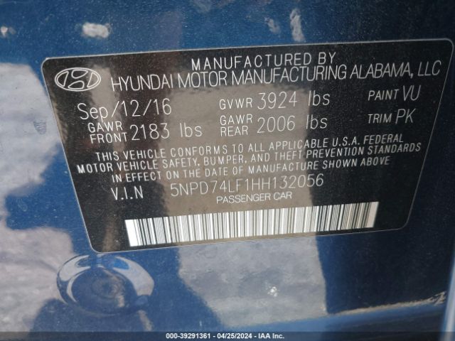 Photo 8 VIN: 5NPD74LFXHH211158 - HYUNDAI ELANTRA 