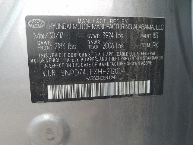 Photo 9 VIN: 5NPD74LFXHH212004 - HYUNDAI ELANTRA SE 