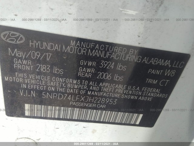 Photo 8 VIN: 5NPD74LFXJH228953 - HYUNDAI ELANTRA 