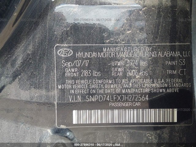 Photo 8 VIN: 5NPD74LFXJH272564 - HYUNDAI ELANTRA 