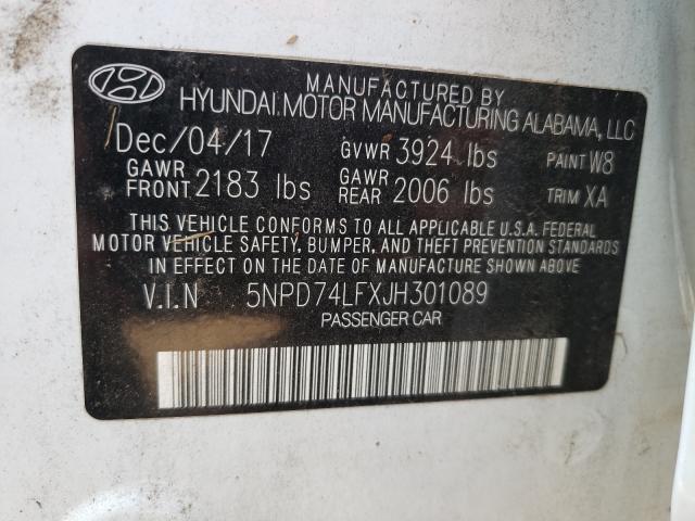 Photo 9 VIN: 5NPD74LFXJH301089 - HYUNDAI ELANTRA SE 