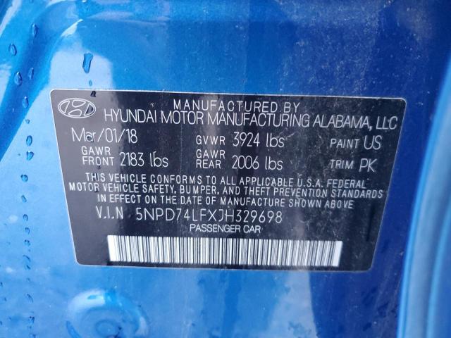 Photo 12 VIN: 5NPD74LFXJH329698 - HYUNDAI ELANTRA SE 