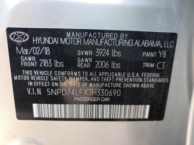 Photo 9 VIN: 5NPD74LFXJH330690 - HYUNDAI ELANTRA SE 