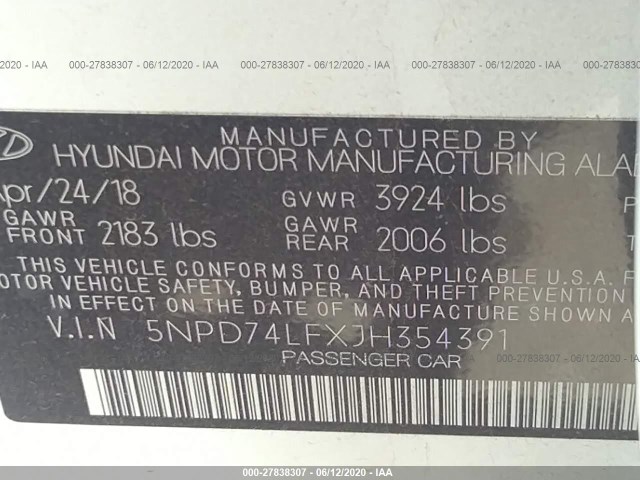 Photo 8 VIN: 5NPD74LFXJH354391 - HYUNDAI ELANTRA 