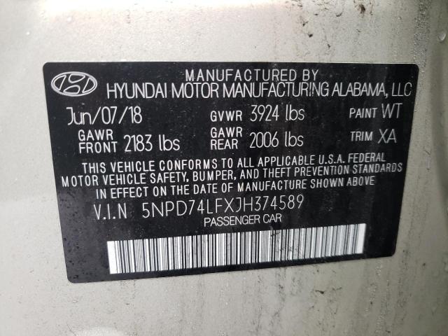 Photo 9 VIN: 5NPD74LFXJH374589 - HYUNDAI ELANTRA SE 