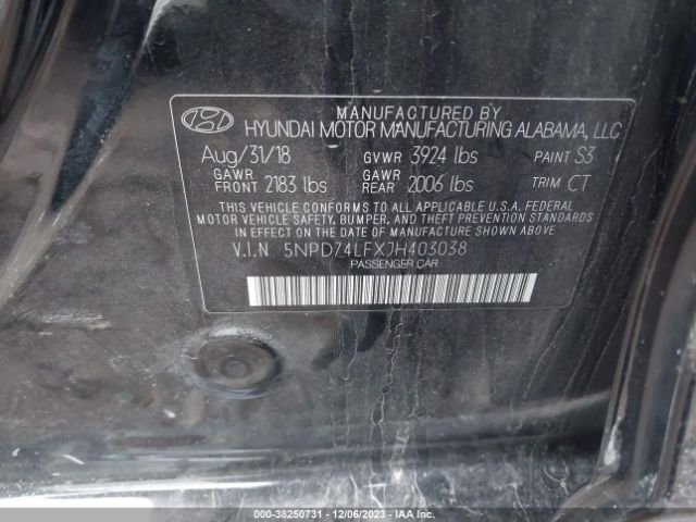 Photo 8 VIN: 5NPD74LFXJH403038 - HYUNDAI ELANTRA 