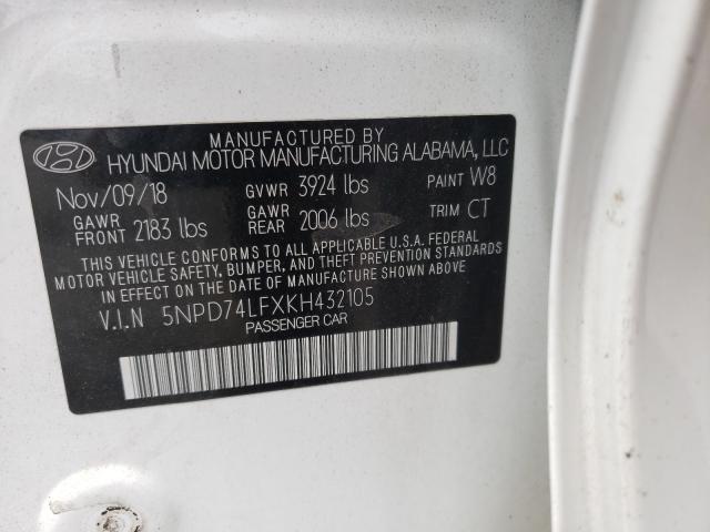 Photo 9 VIN: 5NPD74LFXKH432105 - HYUNDAI ELANTRA SE 