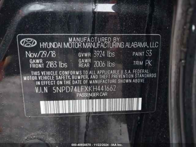 Photo 8 VIN: 5NPD74LFXKH441662 - HYUNDAI ELANTRA 