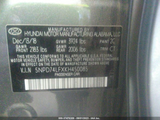 Photo 8 VIN: 5NPD74LFXKH450085 - HYUNDAI ELANTRA 