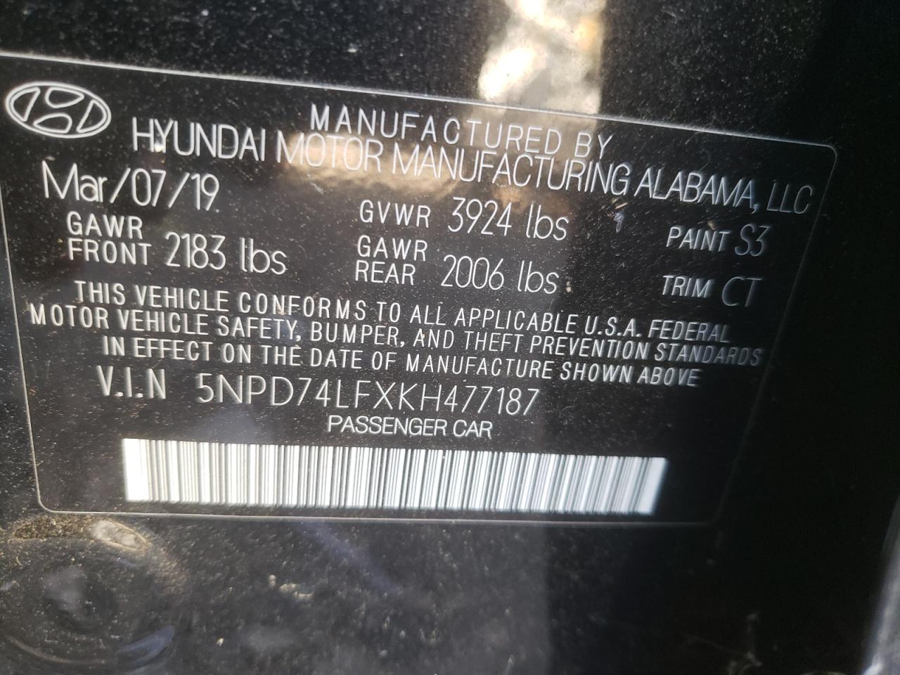 Photo 11 VIN: 5NPD74LFXKH477187 - HYUNDAI ELANTRA 