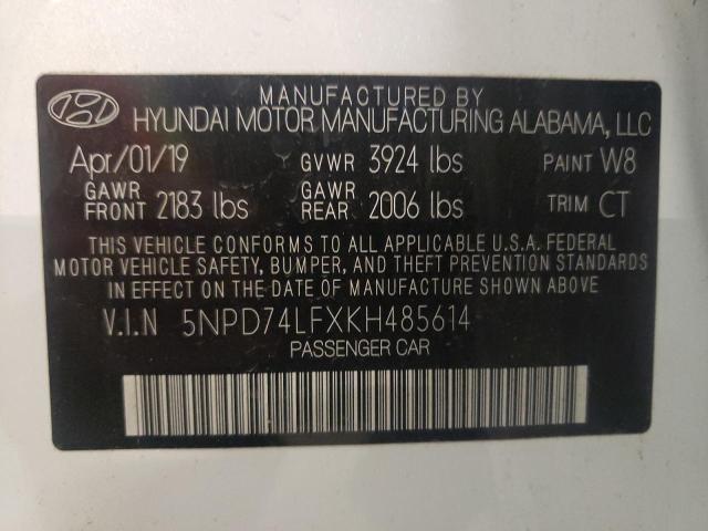 Photo 12 VIN: 5NPD74LFXKH485614 - HYUNDAI ELANTRA 