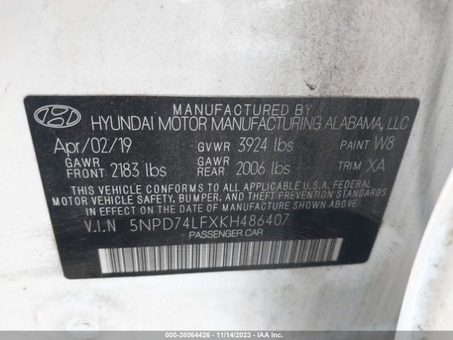 Photo 8 VIN: 5NPD74LFXKH486407 - HYUNDAI ELANTRA 