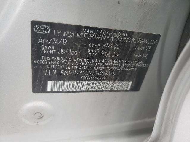 Photo 9 VIN: 5NPD74LFXKH492675 - HYUNDAI ELANTRA SE 