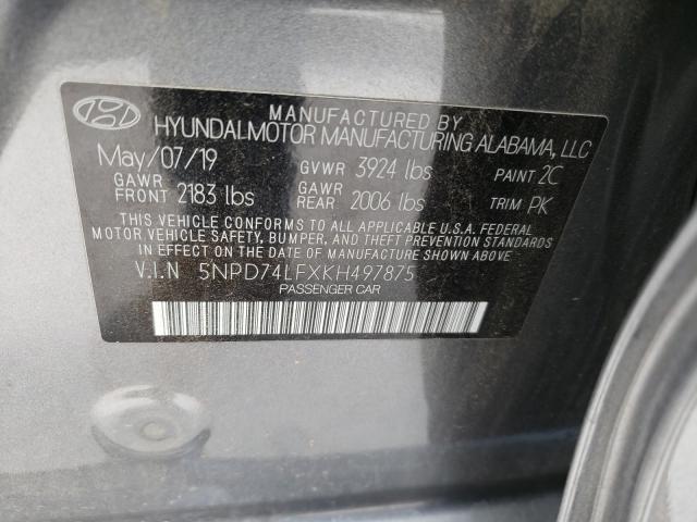 Photo 9 VIN: 5NPD74LFXKH497875 - HYUNDAI ELANTRA SE 