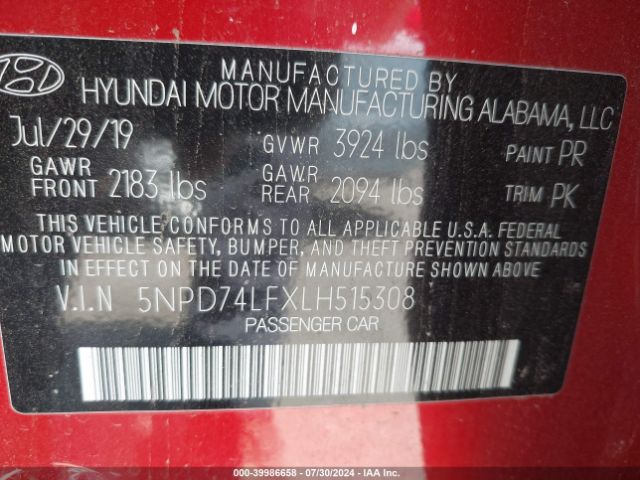 Photo 8 VIN: 5NPD74LFXLH515308 - HYUNDAI ELANTRA 