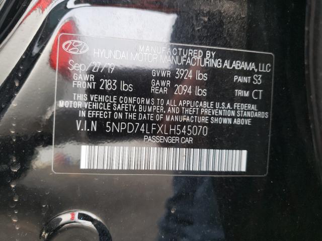 Photo 9 VIN: 5NPD74LFXLH545070 - HYUNDAI ELANTRA SE 