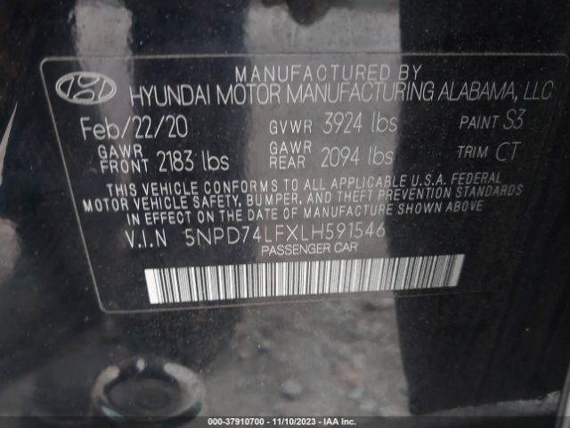 Photo 8 VIN: 5NPD74LFXLH591546 - HYUNDAI ELANTRA 