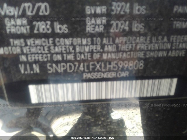 Photo 8 VIN: 5NPD74LFXLH599808 - HYUNDAI ELANTRA 