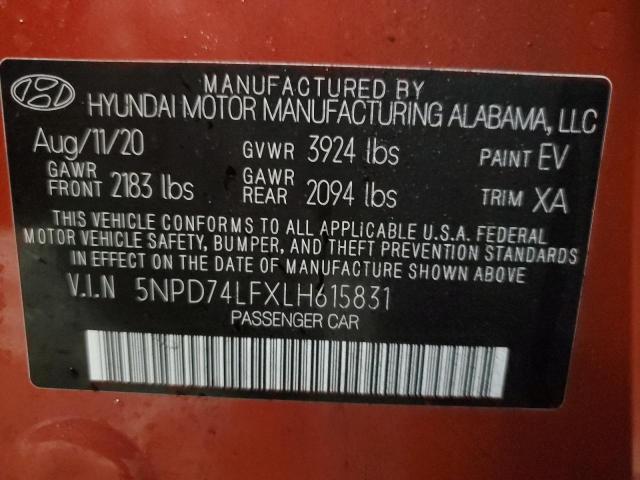 Photo 9 VIN: 5NPD74LFXLH615831 - HYUNDAI ELANTRA SE 