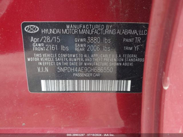 Photo 8 VIN: 5NPD84AE9GH686550 - HYUNDAI ELANTRA 