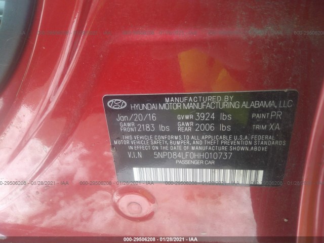 Photo 8 VIN: 5NPD84LF0HH010737 - HYUNDAI ELANTRA 