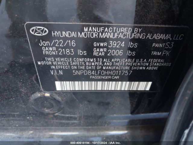 Photo 8 VIN: 5NPD84LF0HH011757 - HYUNDAI ELANTRA 