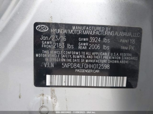 Photo 8 VIN: 5NPD84LF0HH012598 - HYUNDAI ELANTRA 