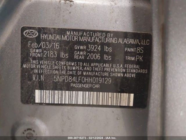 Photo 8 VIN: 5NPD84LF0HH019129 - HYUNDAI ELANTRA 