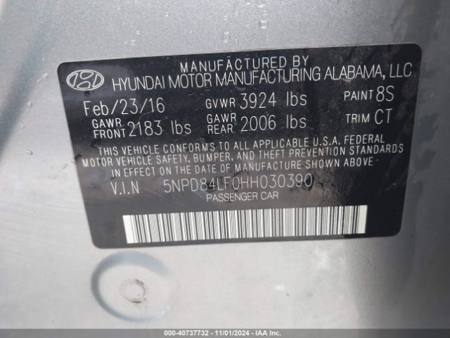 Photo 8 VIN: 5NPD84LF0HH030390 - HYUNDAI ELANTRA 