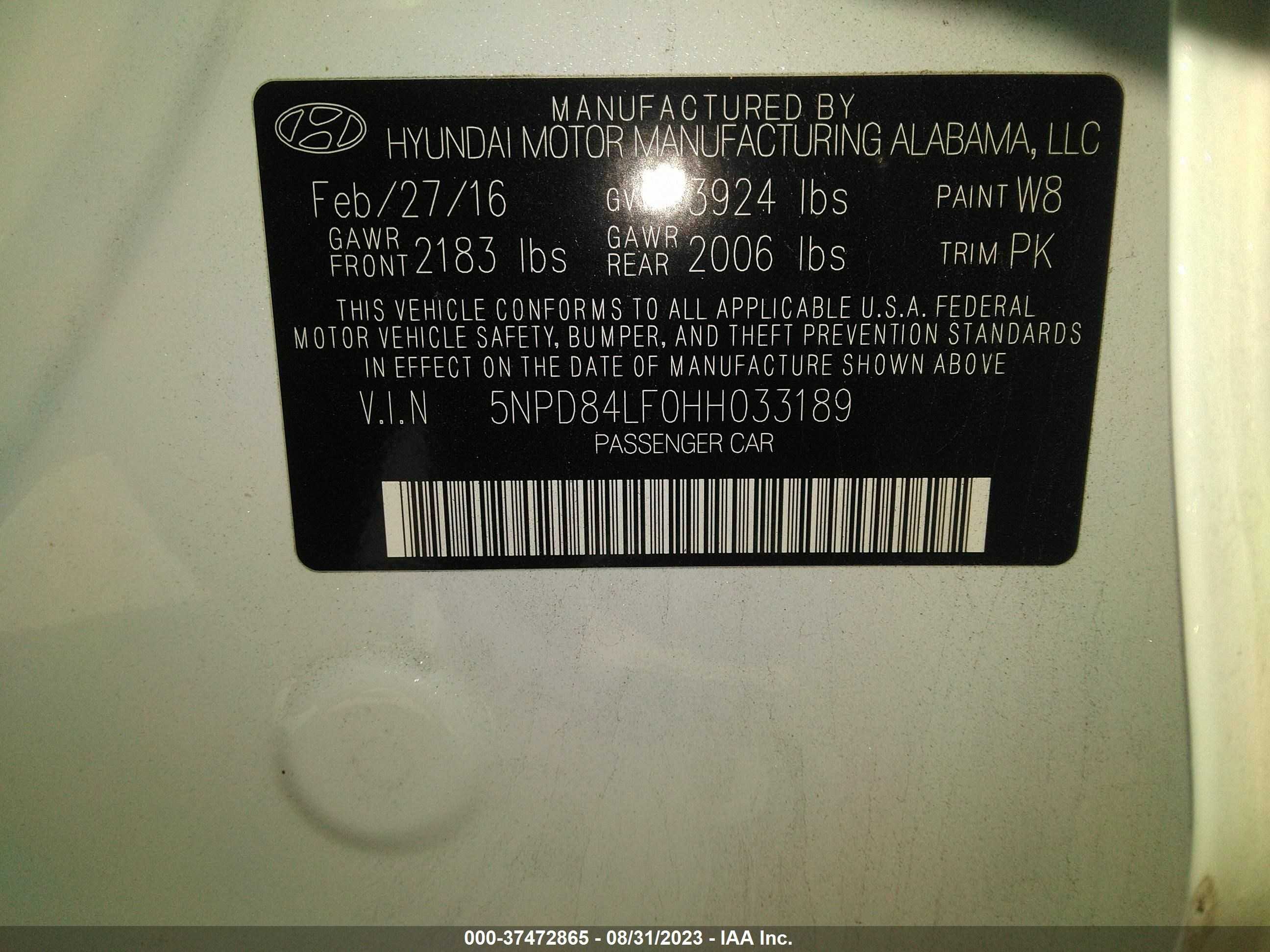 Photo 8 VIN: 5NPD84LF0HH033189 - HYUNDAI ELANTRA 