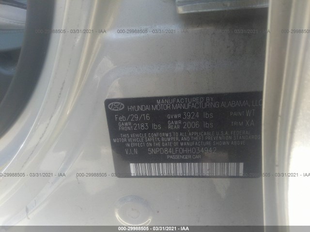 Photo 8 VIN: 5NPD84LF0HH034942 - HYUNDAI ELANTRA 